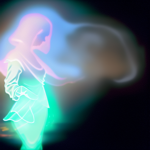 A ghostly figure looms over Lily, its translucent hand reaching out towards her, emanating an eerie glow.